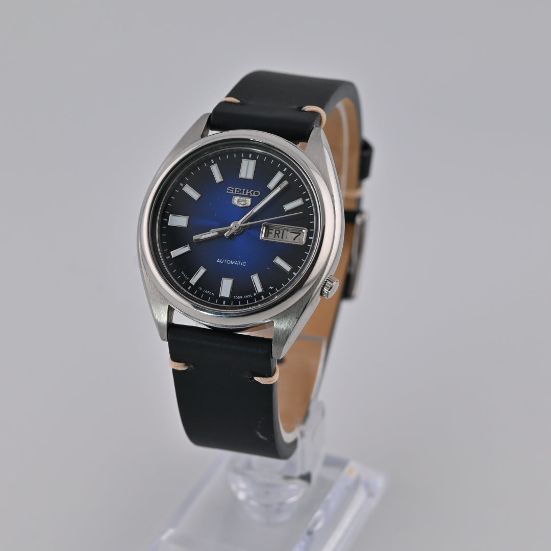 Seiko 5 Automatic 7009 Refurbished Blue Day-Date 1980s