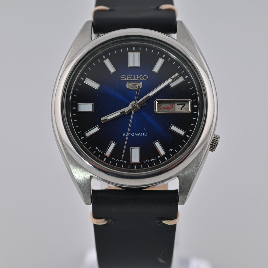 Seiko 5 Automatic 7009 Refurbished Blue Day-Date 1980s