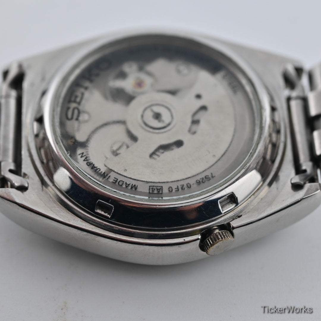 Seiko 5 Automatic Black Burnt Orange Day-Date 1990s 37mm