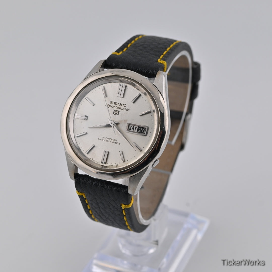 Seiko 5 Sportsmatic 6619 Sunburst Silver Day-Date 1960s 39mm