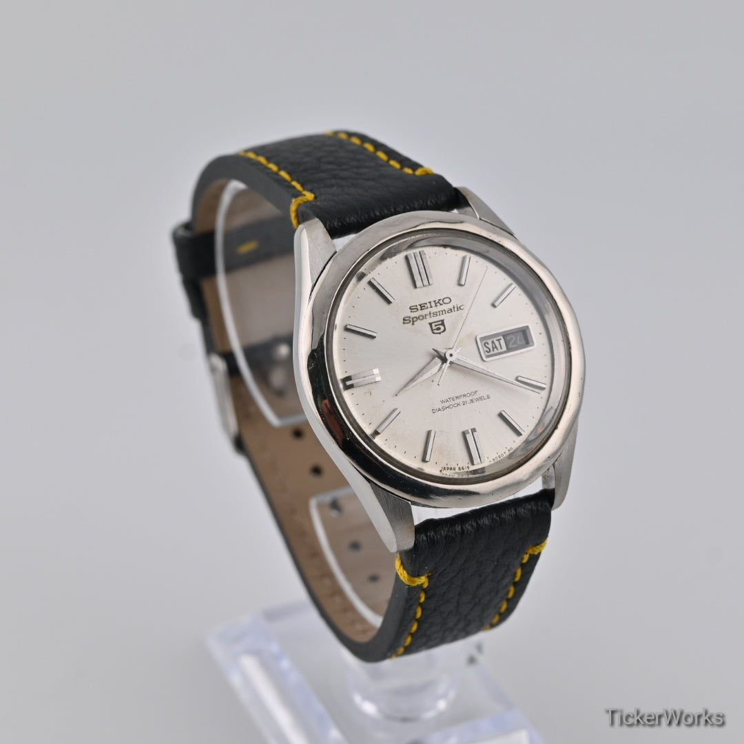 Seiko 5 Sportsmatic 6619 Sunburst Silver Day-Date 1960s 39mm