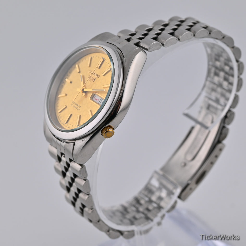 Seiko 5 Automatic Gold Motif Day-Date 1980s 37mm