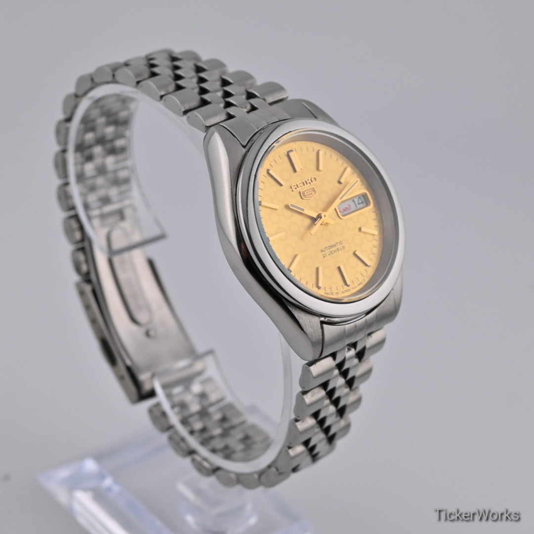 Seiko 5 Automatic Gold Motif Day-Date 1980s 37mm