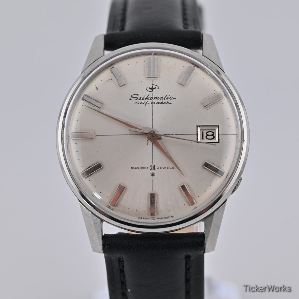Seiko Seikomatic Self Dater Automatic Sunburst Silver 1960s 36mm
