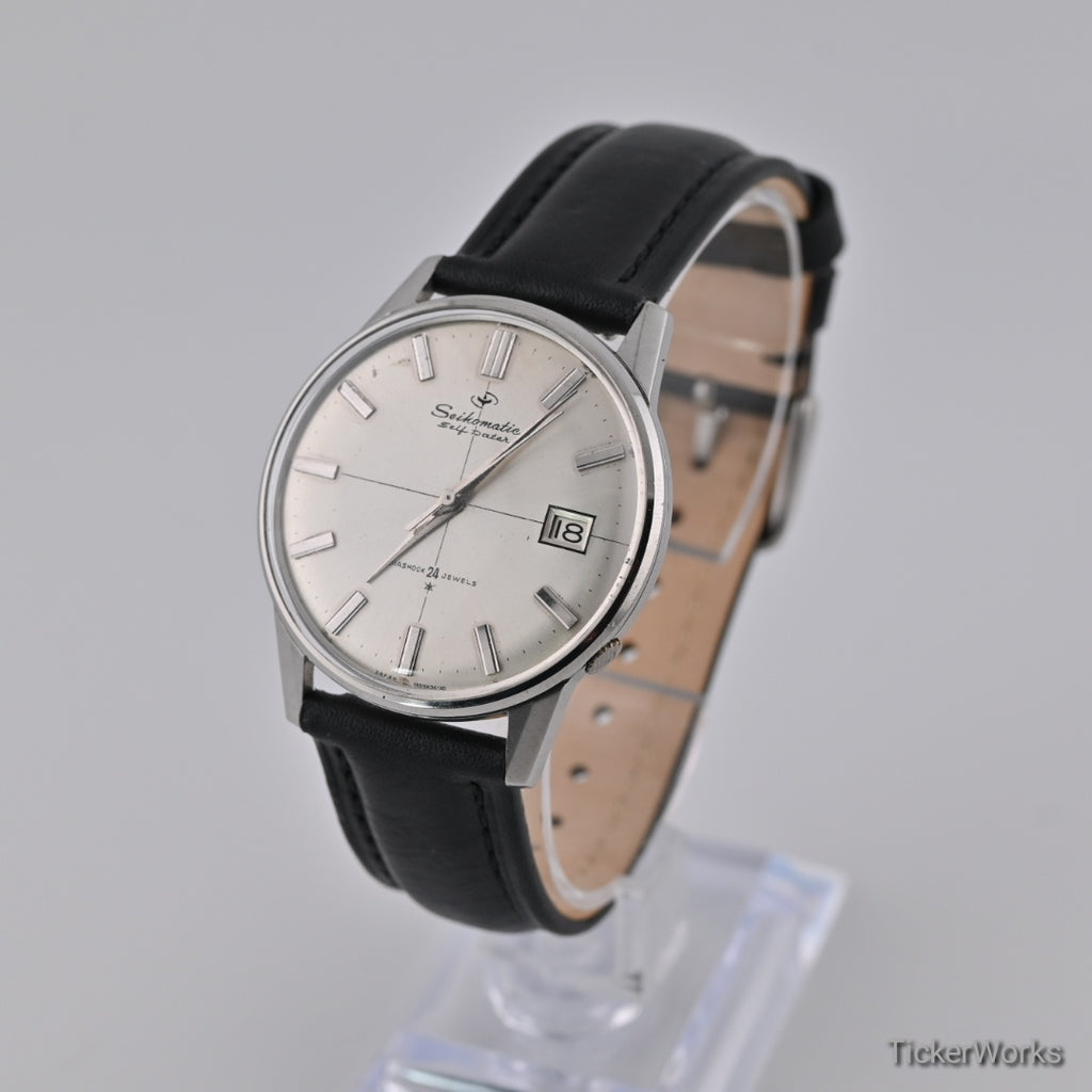 Seiko Seikomatic Self Dater Automatic Sunburst Silver 1960s 36mm
