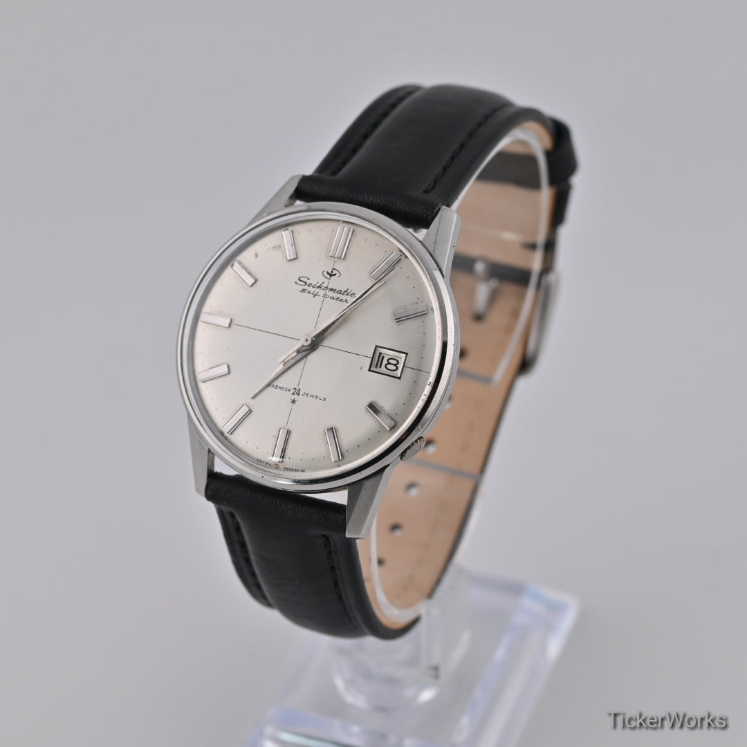 Seiko Seikomatic Self Dater Automatic Sunburst Silver 1960s 36mm