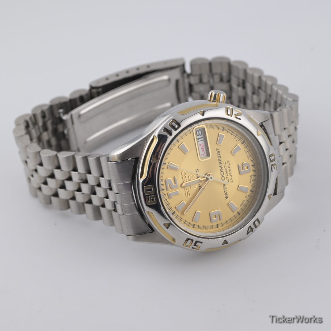Seiko 5 Sports Automatic 7S36 1990s Gold Dial 36mm 100m 23J