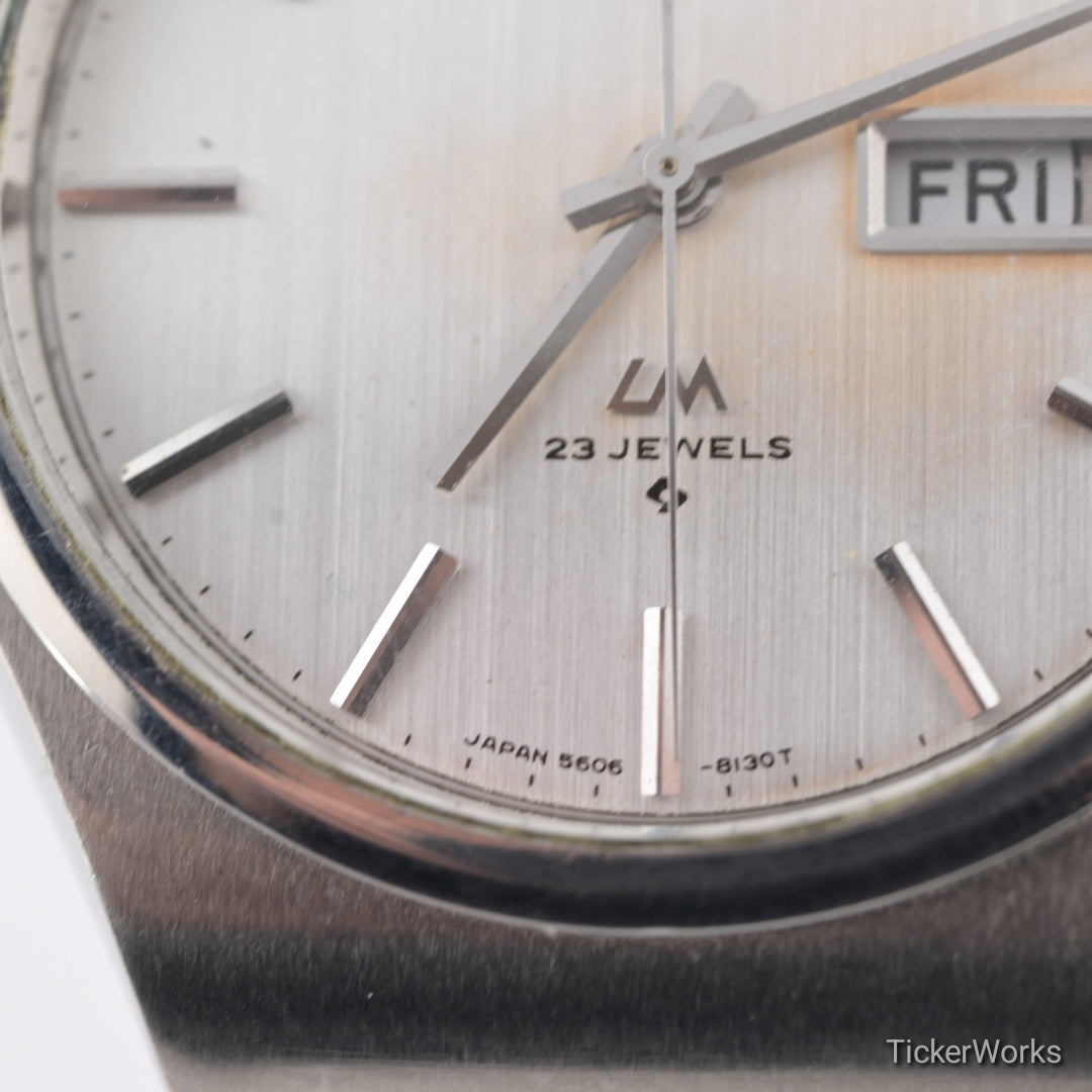 Seiko Lordmatic Automatic Brushed Silver Day-Date 1970s 37mm