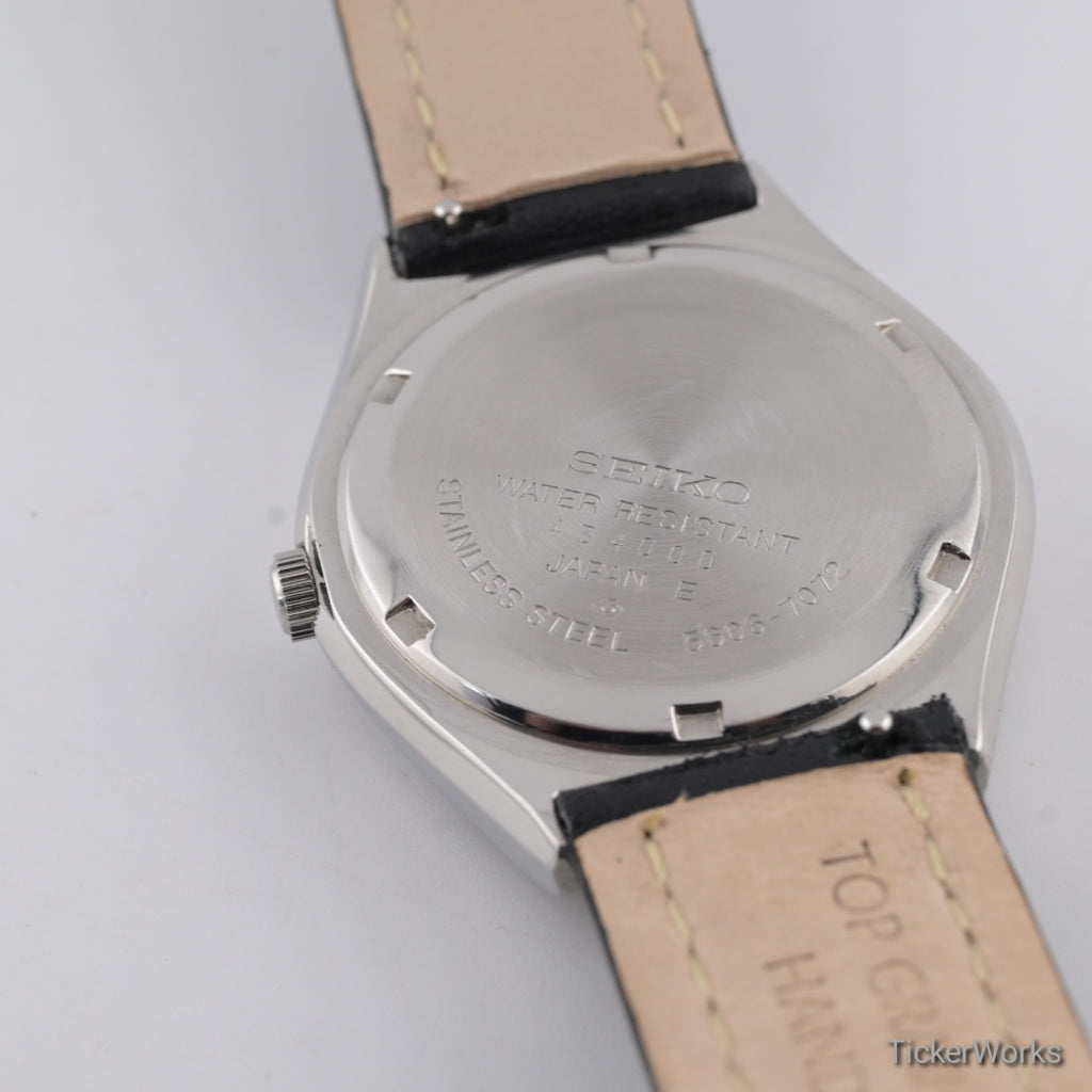 Seiko Lordmatic Automatic Brushed Silver Day-Date 1970s 37mm