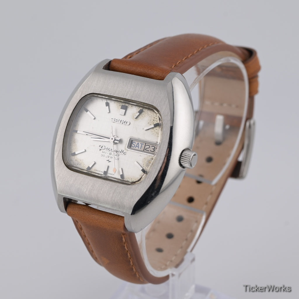 Seiko Presmatic Hi-Beat Automatic Silver Linen Day-Date 1970 39mm