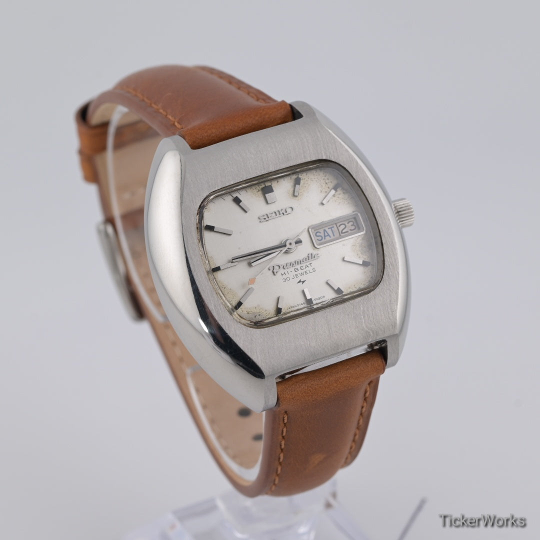 Seiko Presmatic Hi-Beat Automatic Silver Linen Day-Date 1970 39mm