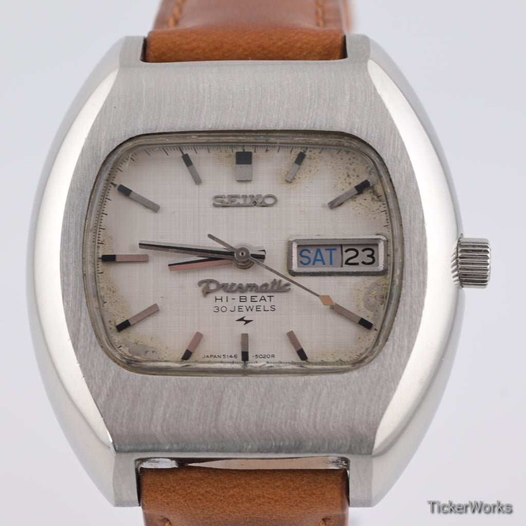 Seiko Presmatic Hi-Beat Automatic Silver Linen Day-Date 1970 39mm