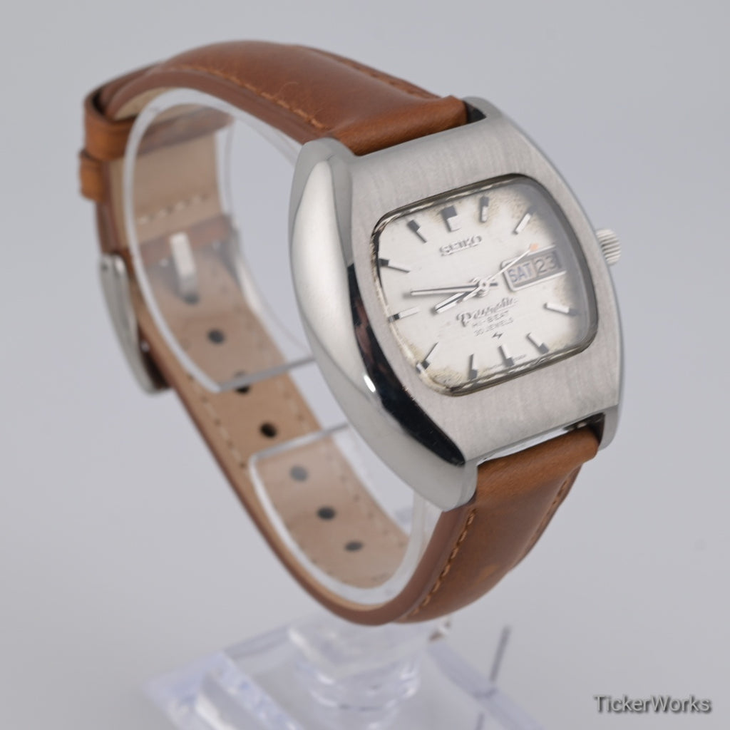 Seiko Presmatic Hi-Beat Automatic Silver Linen Day-Date 1970 39mm