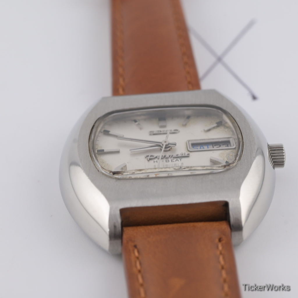 Seiko Presmatic Hi-Beat Automatic Silver Linen Day-Date 1970 39mm