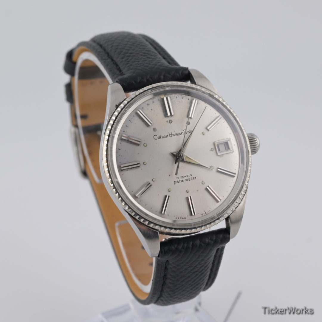Citizen Para Water Flute 17J Silver Dial Manual Wind 1960s 37mm