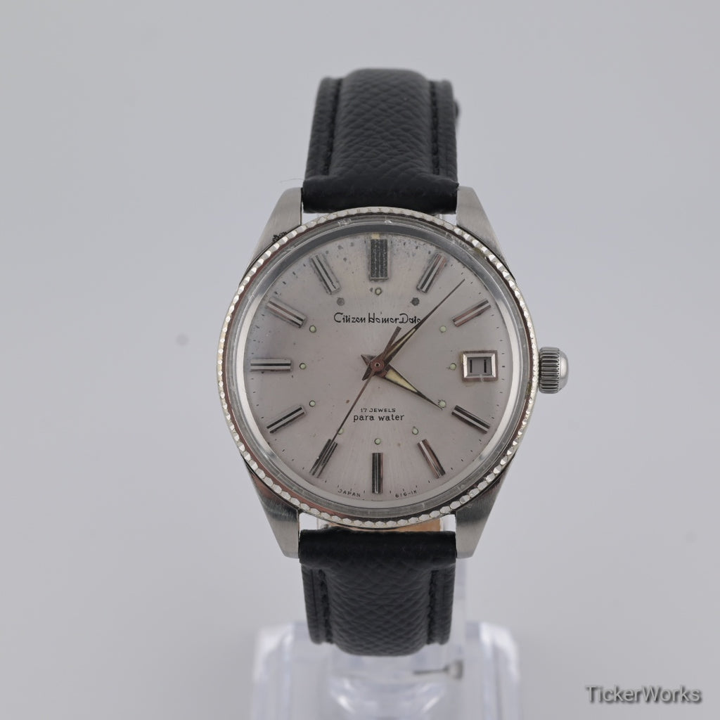 Citizen Para Water Flute 17J Silver Dial Manual Wind 1960s 37mm