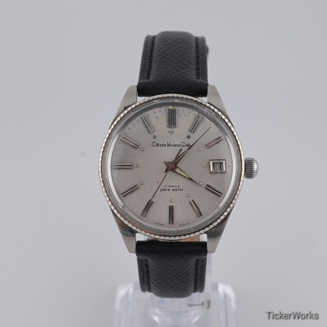 Citizen Para Water Flute 17J Silver Dial Manual Wind 1960s 37mm