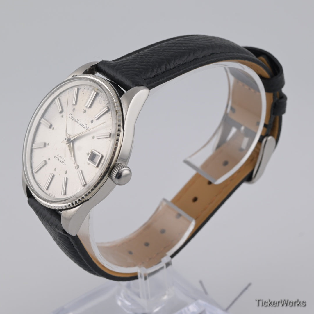 Citizen Para Water Flute 17J Silver Dial Manual Wind 1960s 37mm