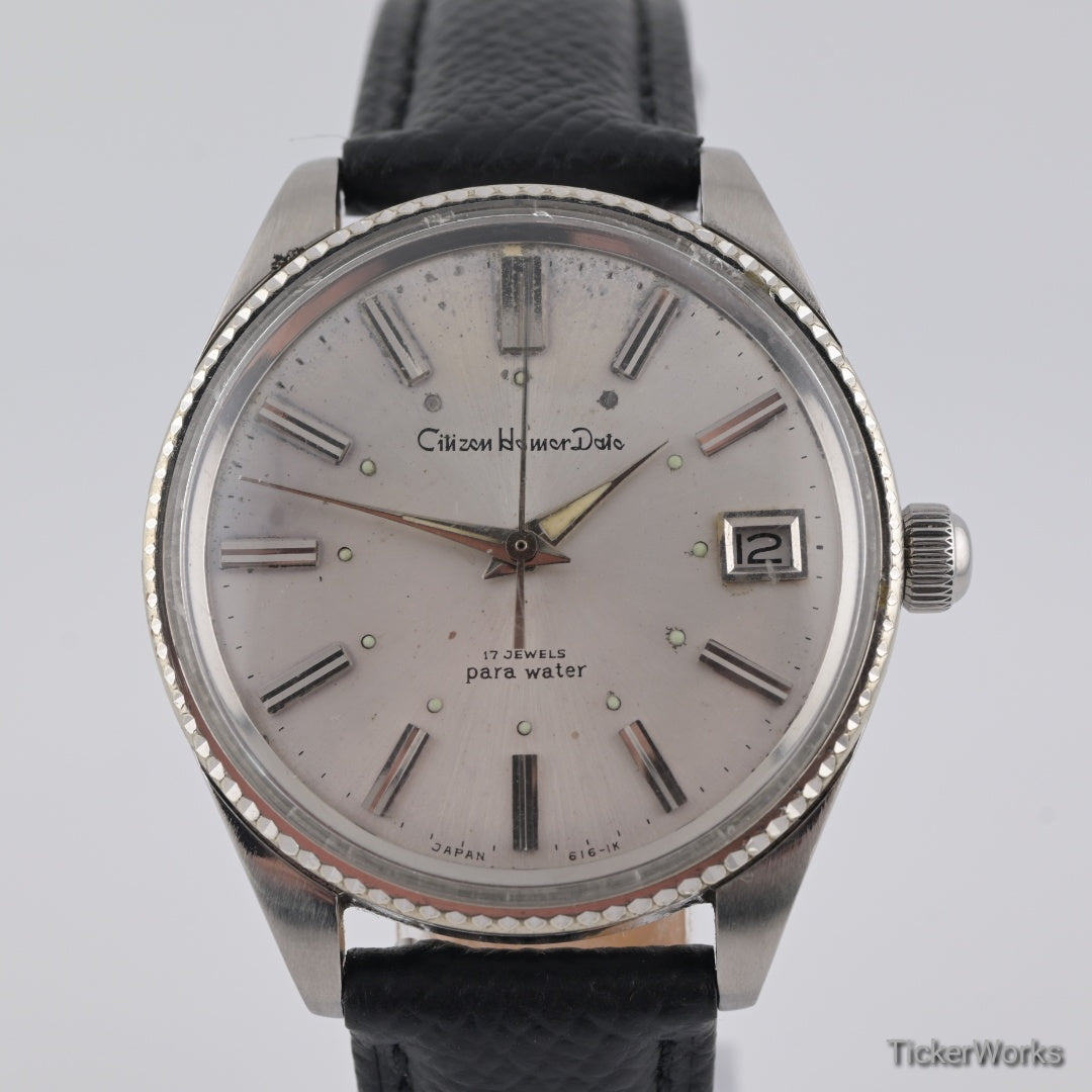 Citizen Para Water Flute 17J Silver Dial Manual Wind 1960s 37mm