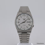 Seiko 5 Automatic Railway Time White Day-Date 1990s 36mm