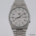 Seiko 5 Automatic Railway Time White Day-Date 1990s 36mm