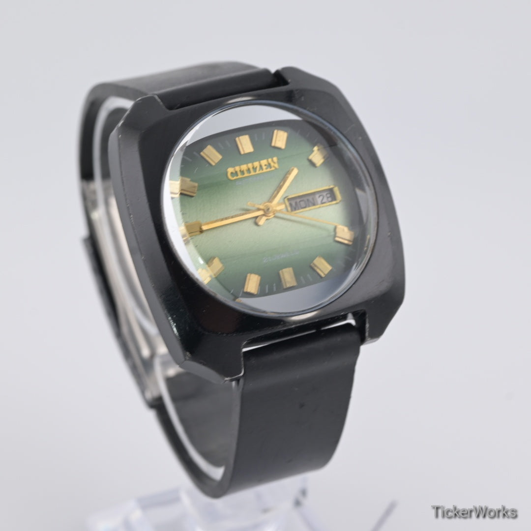 Citizen 'Custom V2 Blackie' Automatic Reflective Green Day-Date 1970s 38mm
