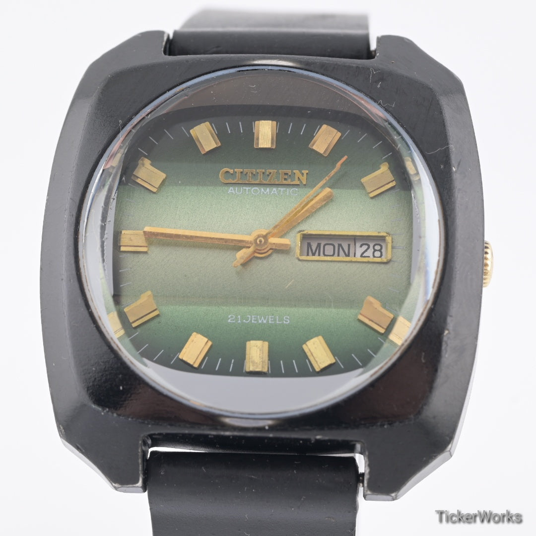 Citizen 'Custom V2 Blackie' Automatic Reflective Green Day-Date 1970s 38mm
