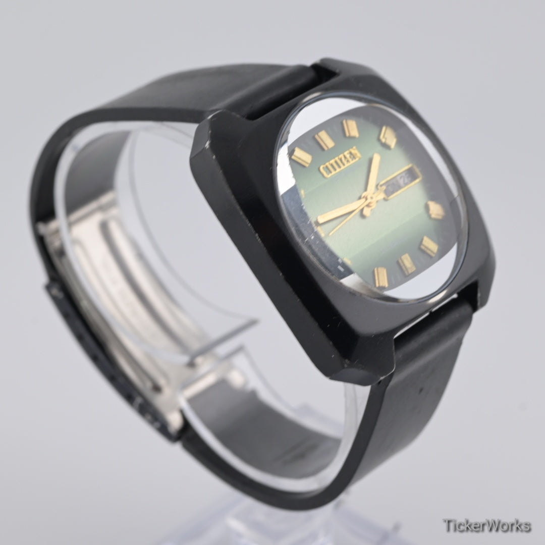 Citizen 'Custom V2 Blackie' Automatic Reflective Green Day-Date 1970s 38mm