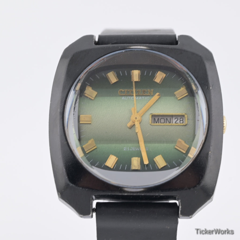 Citizen 'Custom V2 Blackie' Automatic Reflective Green Day-Date 1970s 38mm