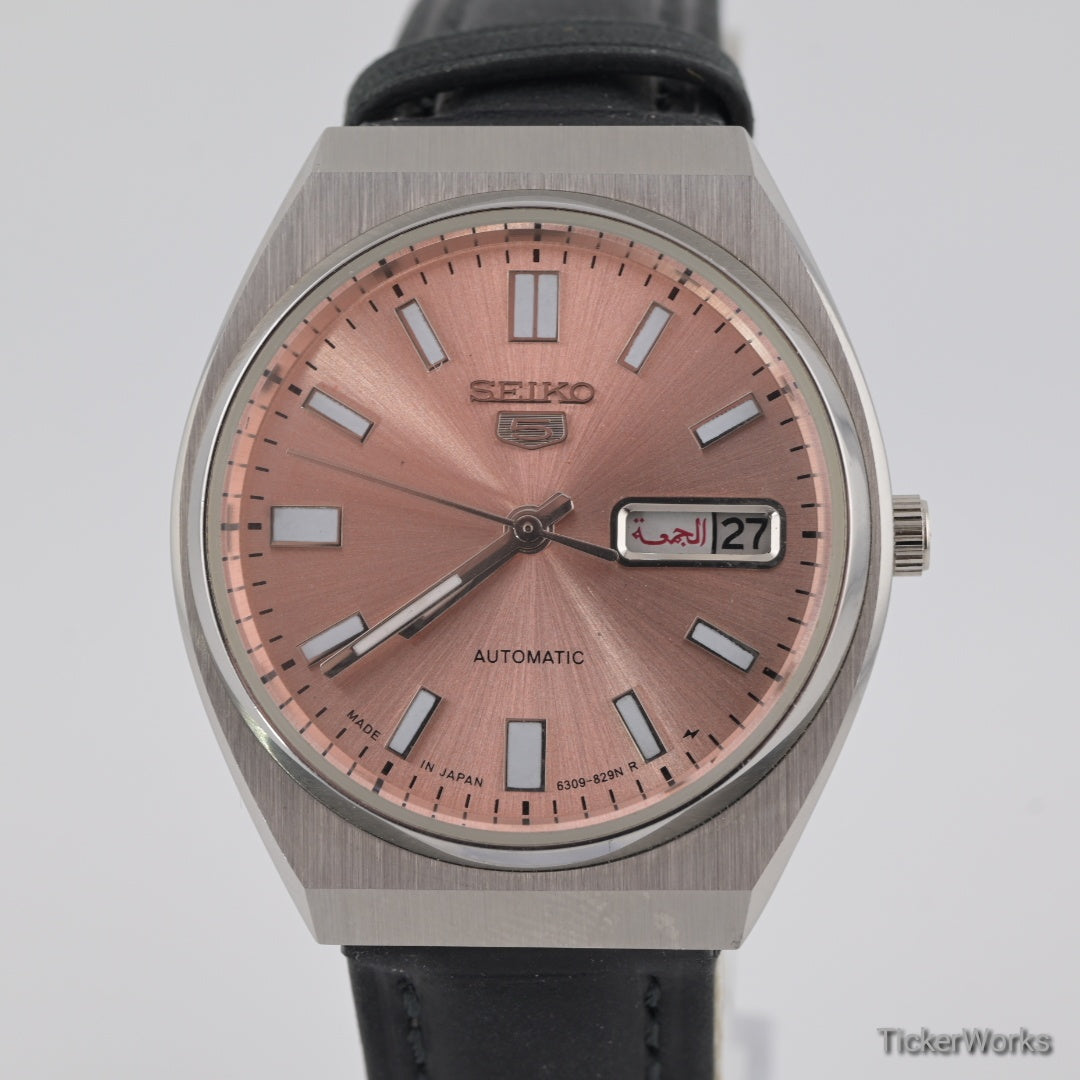Seiko 5 Automatic Salmon Pink Day-Date 1980s 35mm