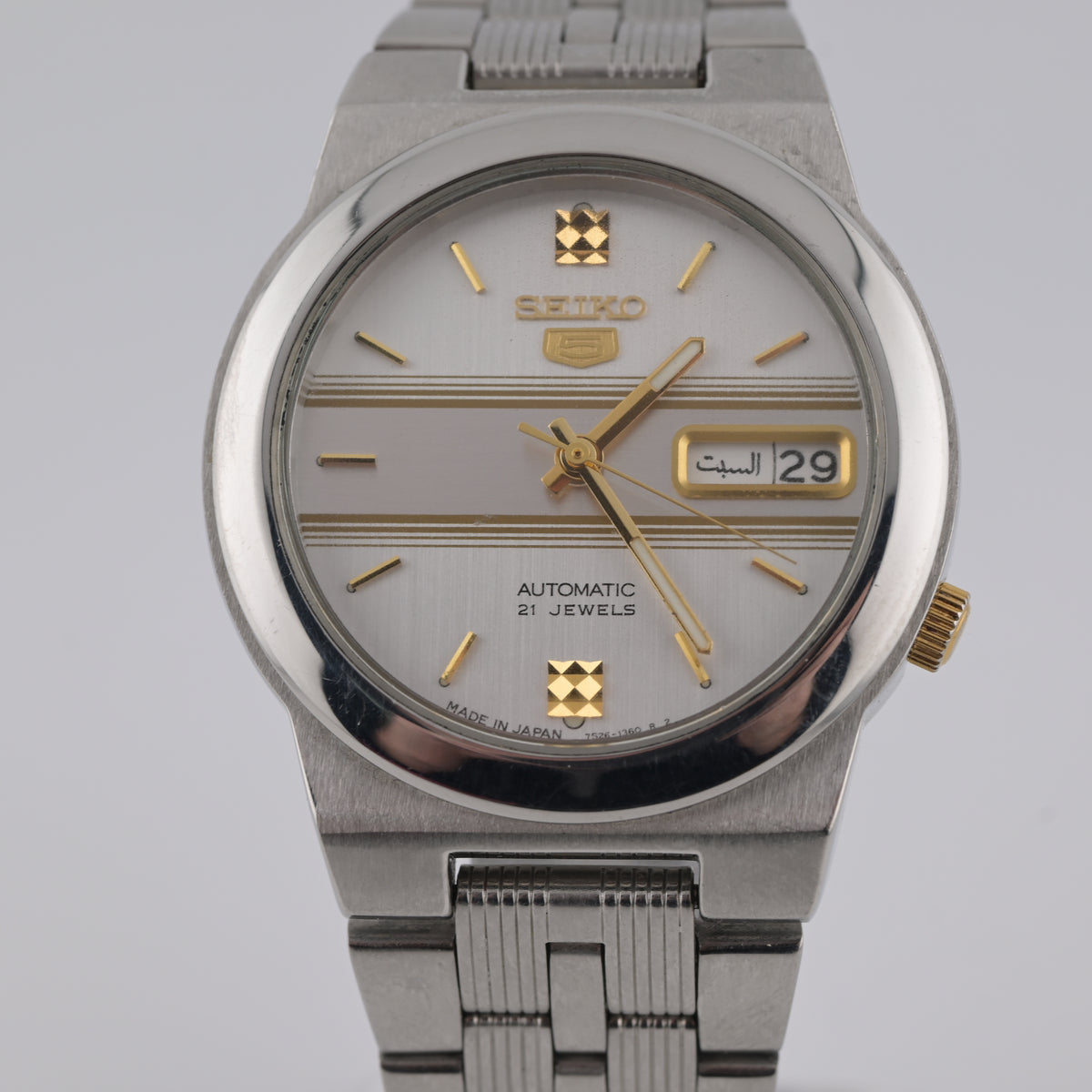 Seiko 5 Automatic 21J 7S26-01R0 1990s Original Dial 35mm Arabic Day Calibre 7S26