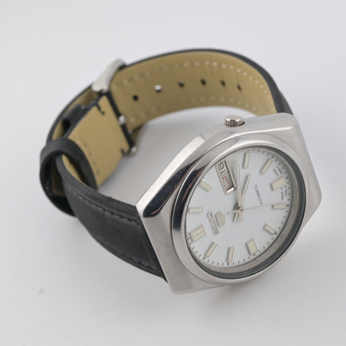 Seiko 5 7009 Refurb Original Movement Case White Dial 1980s 37mm
