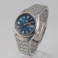 Seiko 5 Automatic 7009 Refurbished Teal Blue Dial 1980s 37mm Arabic Day