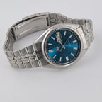 Seiko 5 Automatic 7009 Refurbished Teal Blue Dial 1980s 37mm Arabic Day