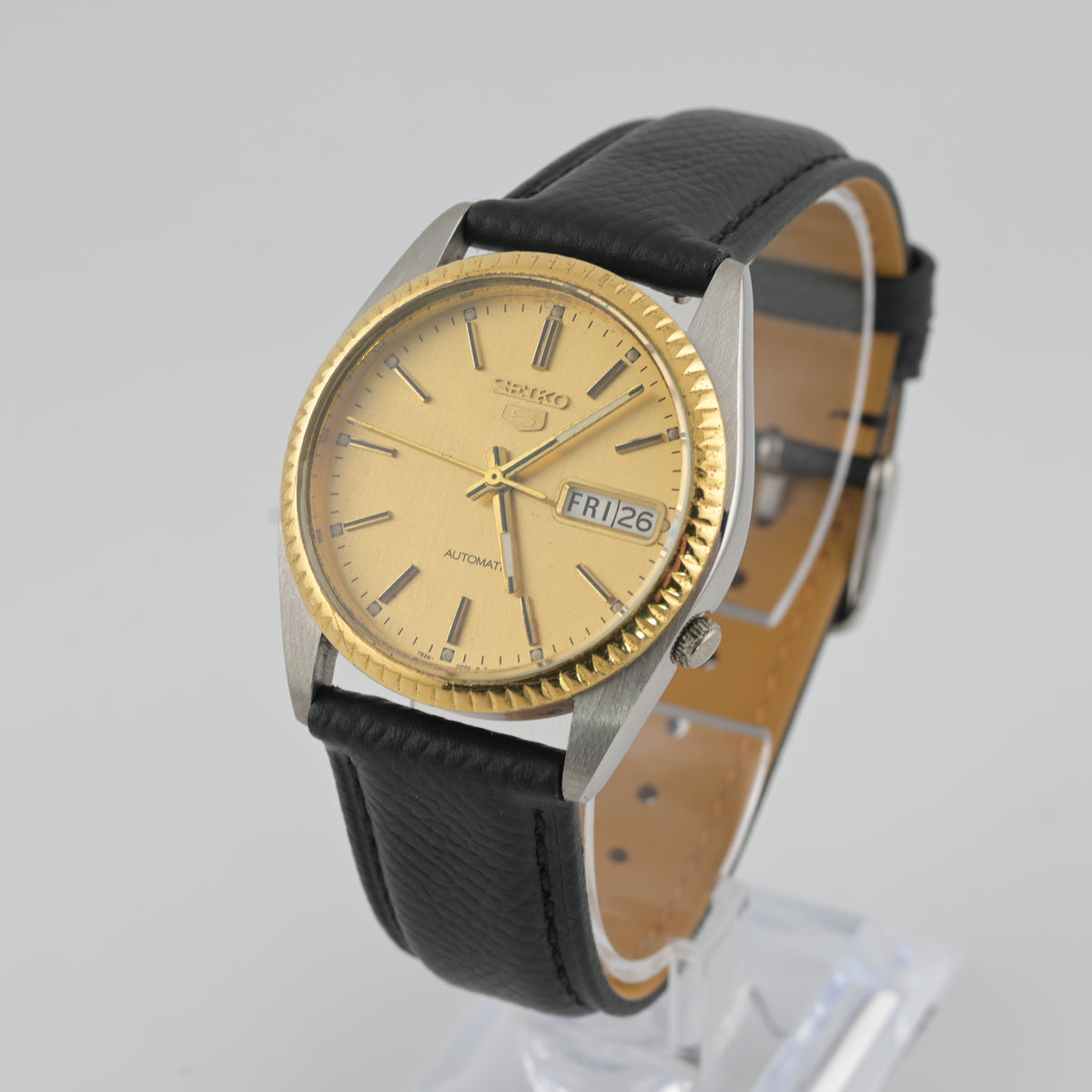 Seiko SNXJ92 2000s Gold Dial Two-Tone Fluted 37mm