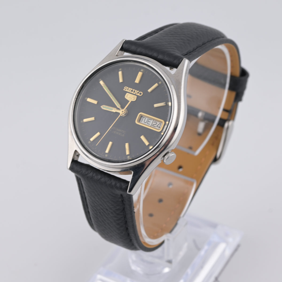 Seiko 7009-3101 1980s Black/Gold Dress Dial 37mm