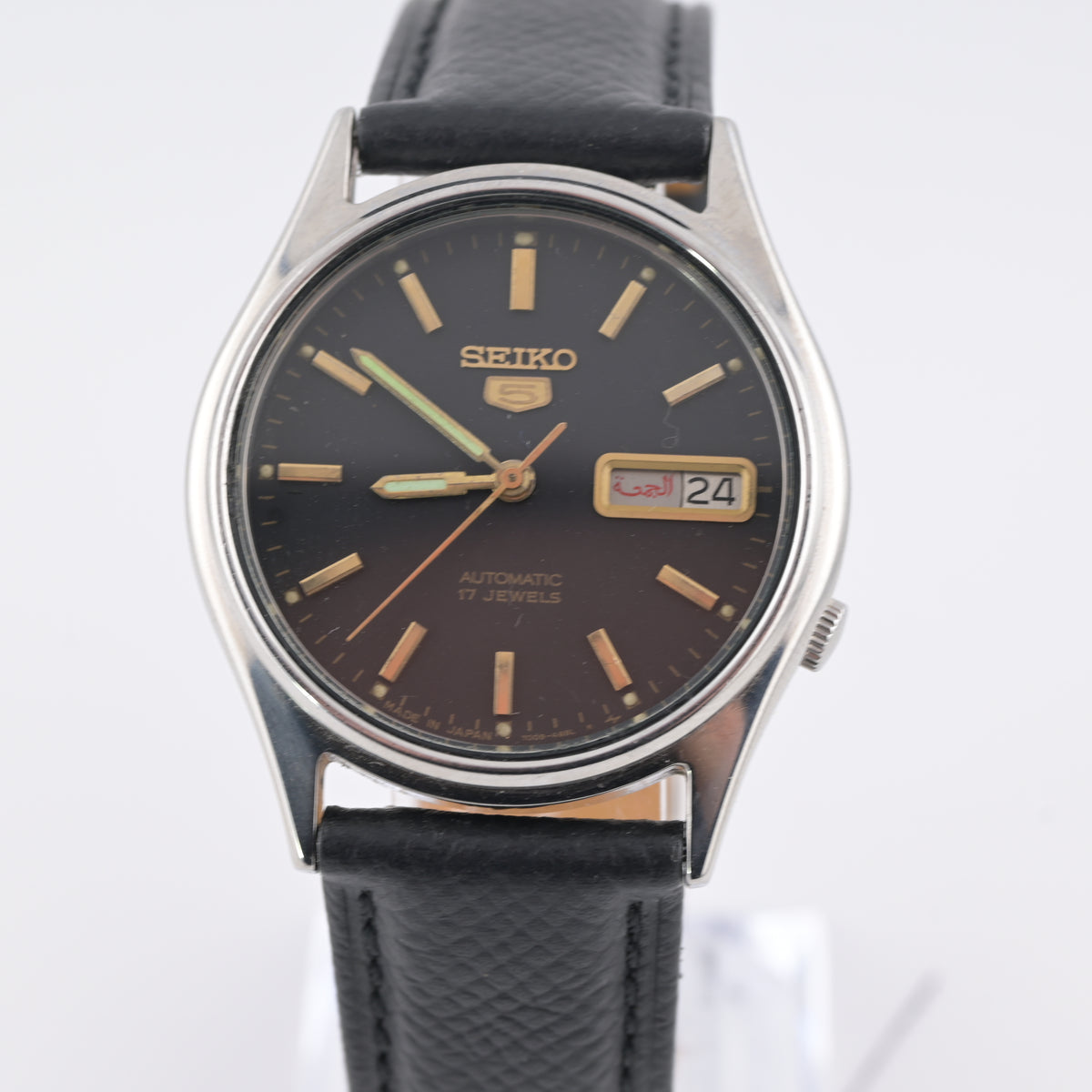 Seiko 7009-3101 1980s Black/Gold Dress Dial 37mm