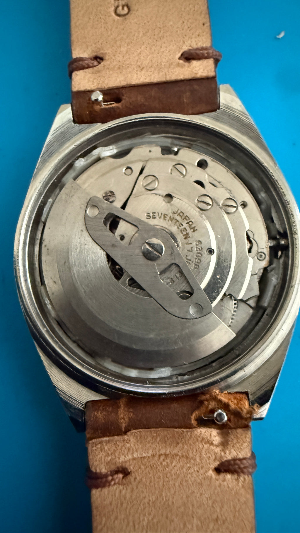 Seiko 5 Automatic 6309 Sunburst Orange Day-Date 1980s 35mm